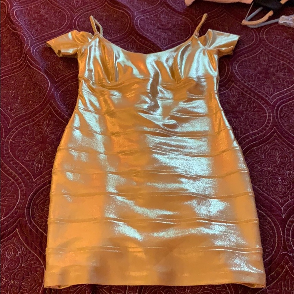 Gold Shimmer Mini Dress